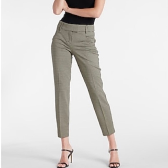 Express Pants - Express Mid Rise Houndstooth Ankle Pant